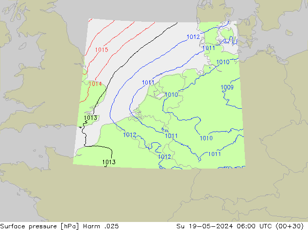 Surface pressure Harm .025 Su 19.05.2024 06 UTC