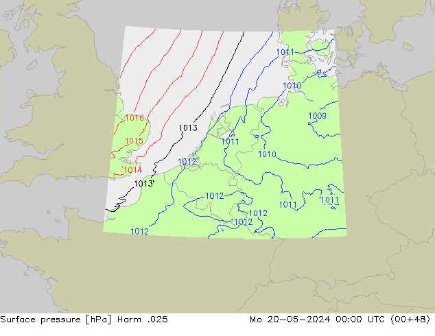 Atmosférický tlak Harm .025 Po 20.05.2024 00 UTC