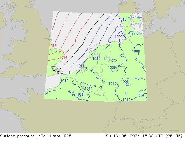 Pressione al suolo Harm .025 dom 19.05.2024 18 UTC