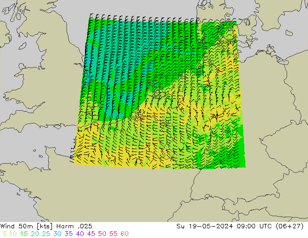 Wind 50 m Harm .025 zo 19.05.2024 09 UTC