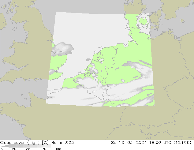 Cloud cover (high) Harm .025 Sa 18.05.2024 18 UTC