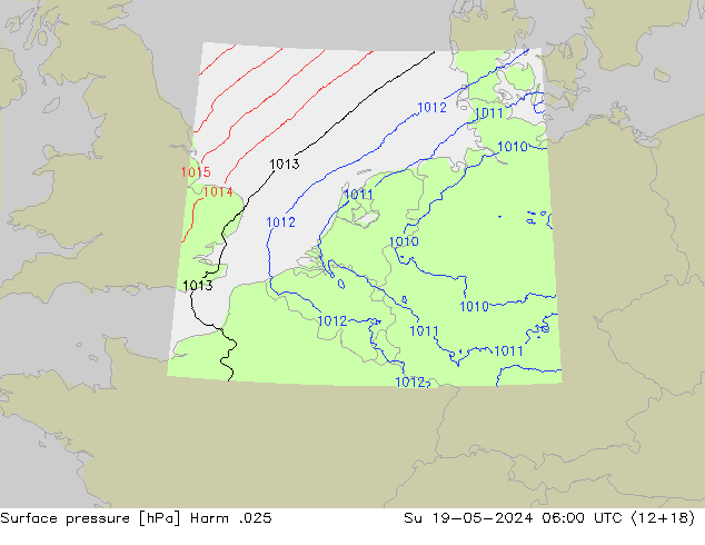 Surface pressure Harm .025 Su 19.05.2024 06 UTC