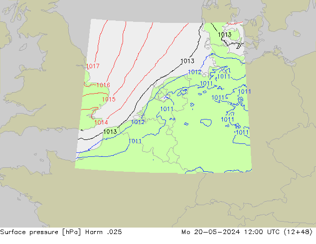Presión superficial Harm .025 lun 20.05.2024 12 UTC