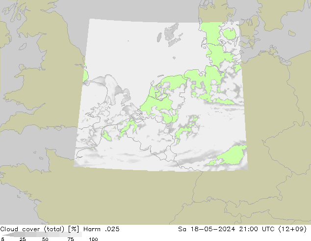 Cloud cover (total) Harm .025 Sa 18.05.2024 21 UTC