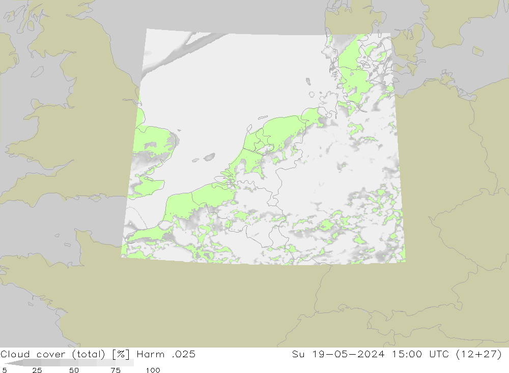 Cloud cover (total) Harm .025 Su 19.05.2024 15 UTC