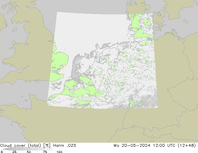 Cloud cover (total) Harm .025 Mo 20.05.2024 12 UTC