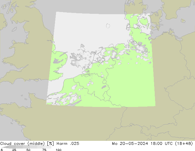 Cloud cover (middle) Harm .025 Mo 20.05.2024 18 UTC