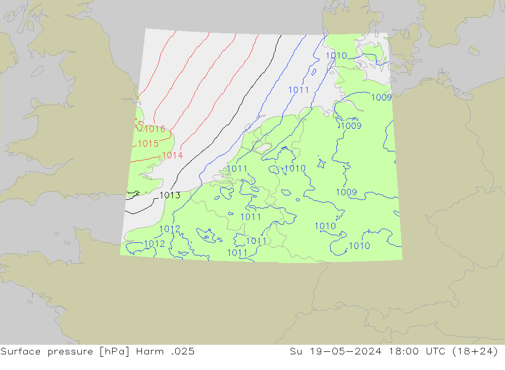 приземное давление Harm .025 Вс 19.05.2024 18 UTC