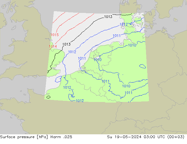 Atmosférický tlak Harm .025 Ne 19.05.2024 03 UTC