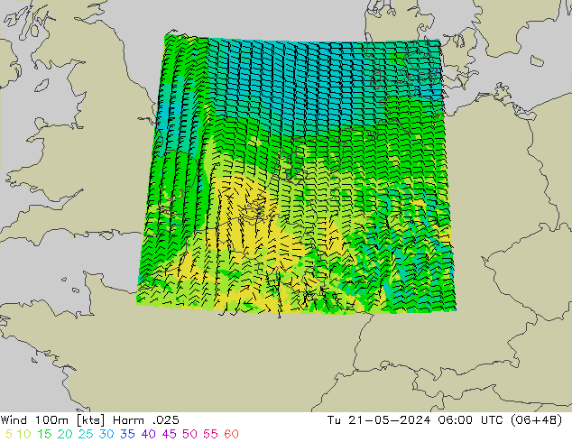 Wind 100m Harm .025 di 21.05.2024 06 UTC