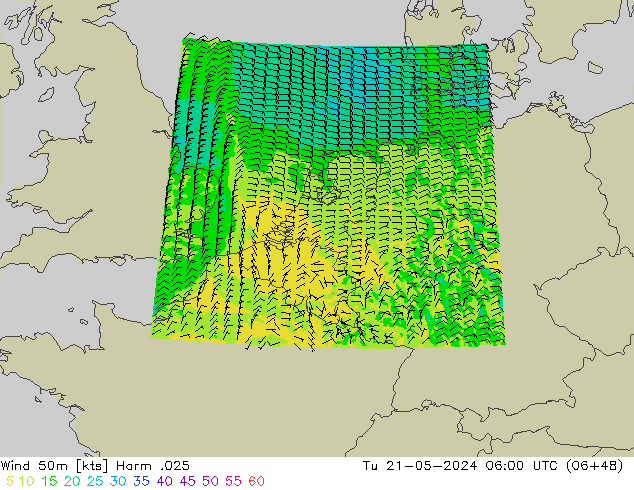 Wind 50 m Harm .025 di 21.05.2024 06 UTC