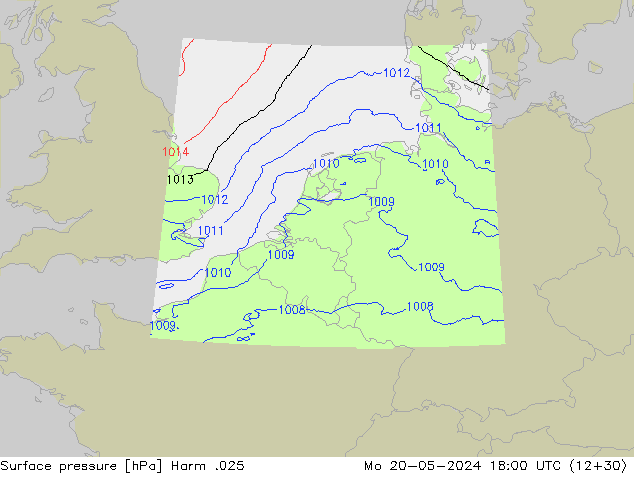 Atmosférický tlak Harm .025 Po 20.05.2024 18 UTC