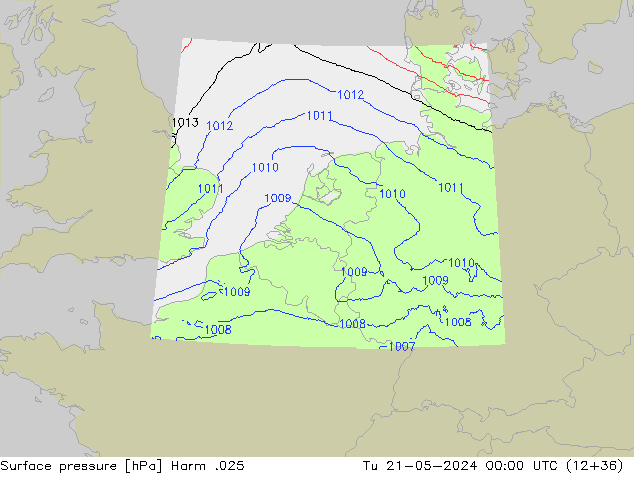 Presión superficial Harm .025 mar 21.05.2024 00 UTC