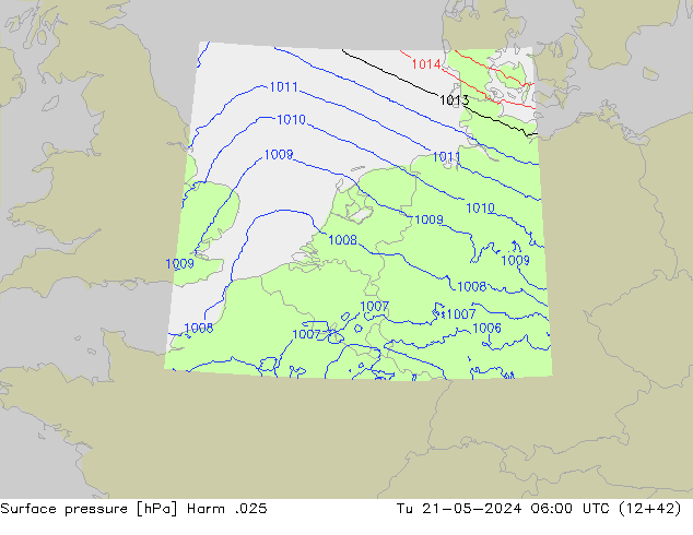 Pressione al suolo Harm .025 mar 21.05.2024 06 UTC