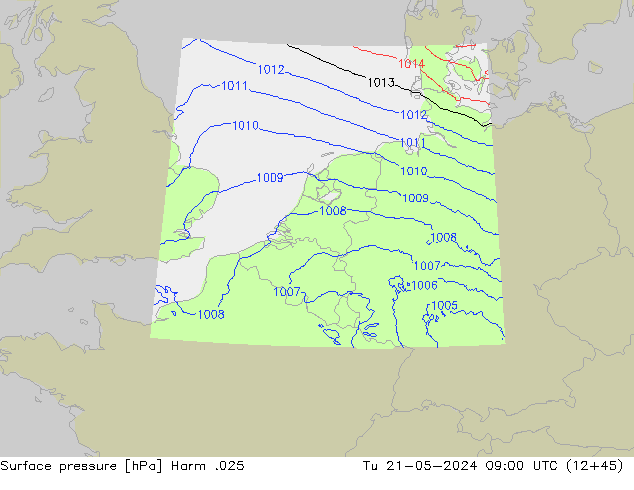 Surface pressure Harm .025 Tu 21.05.2024 09 UTC