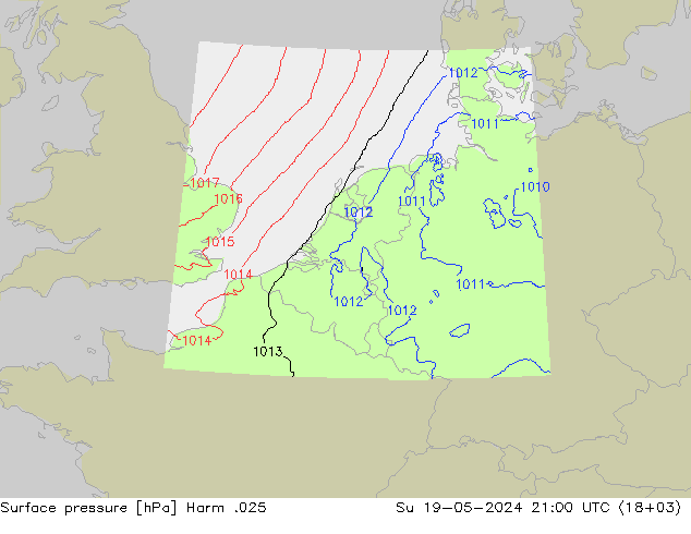 地面气压 Harm .025 星期日 19.05.2024 21 UTC