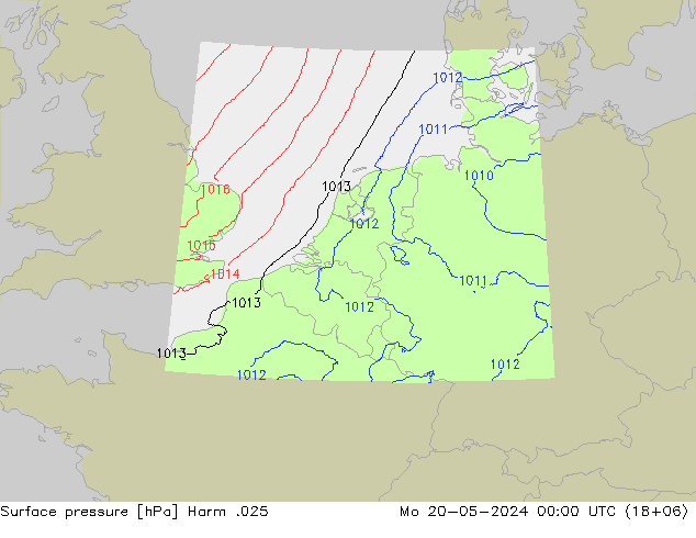 Atmosférický tlak Harm .025 Po 20.05.2024 00 UTC