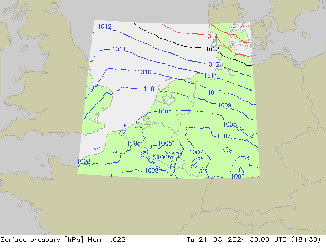 Atmosférický tlak Harm .025 Út 21.05.2024 09 UTC