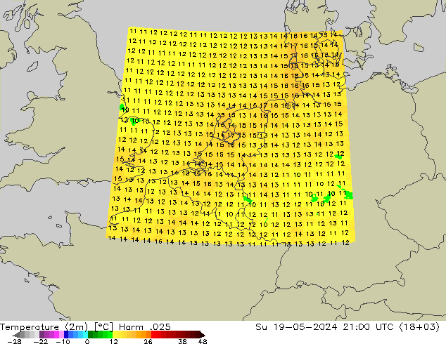 温度图 Harm .025 星期日 19.05.2024 21 UTC
