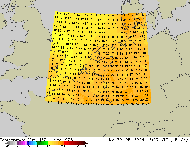 温度图 Harm .025 星期一 20.05.2024 18 UTC