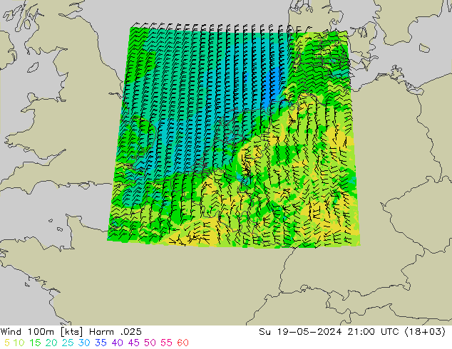 Wind 100m Harm .025 zo 19.05.2024 21 UTC