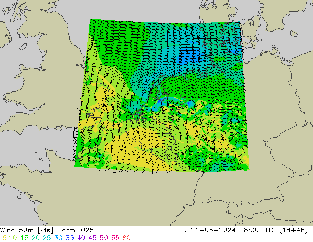 Wind 50 m Harm .025 di 21.05.2024 18 UTC
