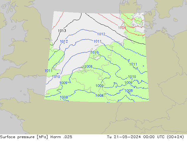 Atmosférický tlak Harm .025 Út 21.05.2024 00 UTC