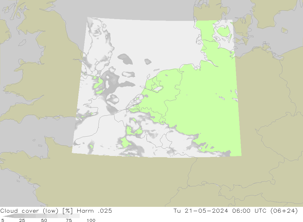 Bewolking (Laag) Harm .025 di 21.05.2024 06 UTC