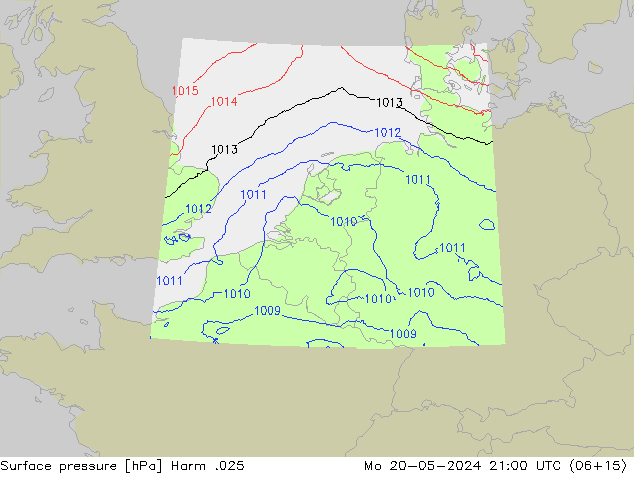 Atmosférický tlak Harm .025 Po 20.05.2024 21 UTC