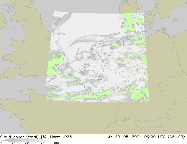 Nuages (total) Harm .025 lun 20.05.2024 09 UTC