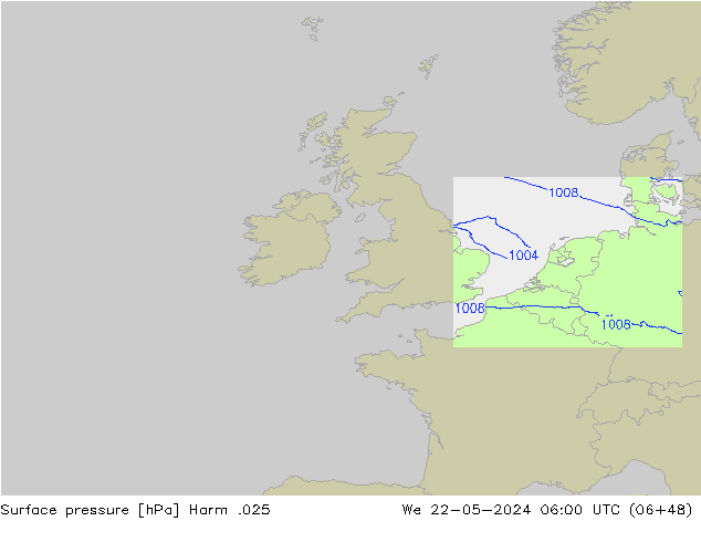 Atmosférický tlak Harm .025 St 22.05.2024 06 UTC