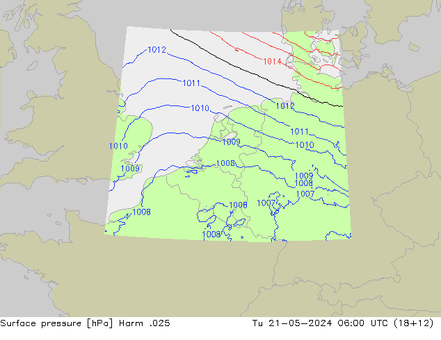 Pressione al suolo Harm .025 mar 21.05.2024 06 UTC