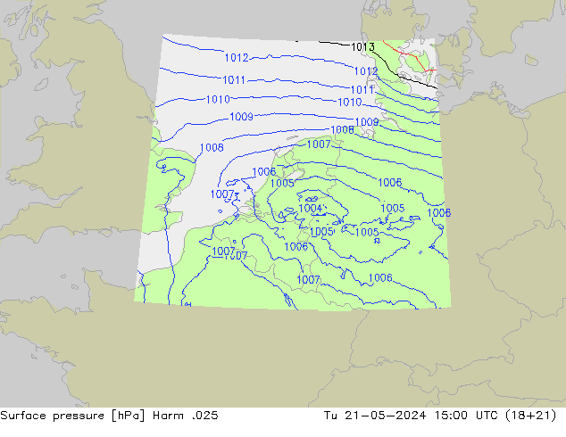 Surface pressure Harm .025 Tu 21.05.2024 15 UTC
