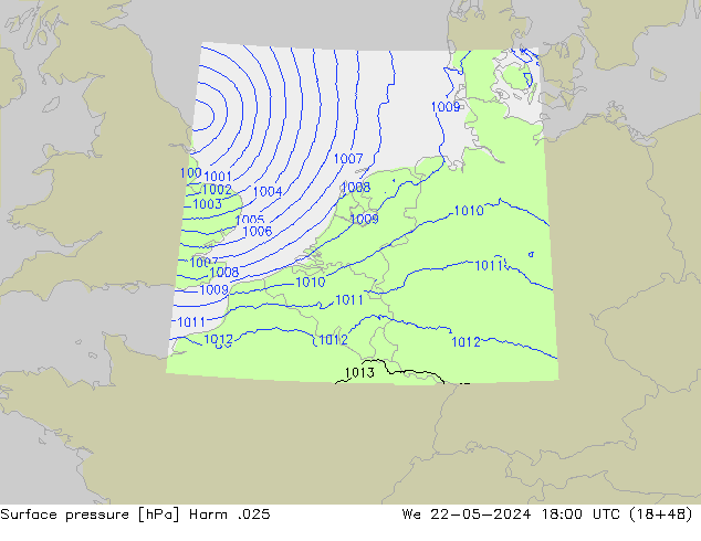 Atmosférický tlak Harm .025 St 22.05.2024 18 UTC