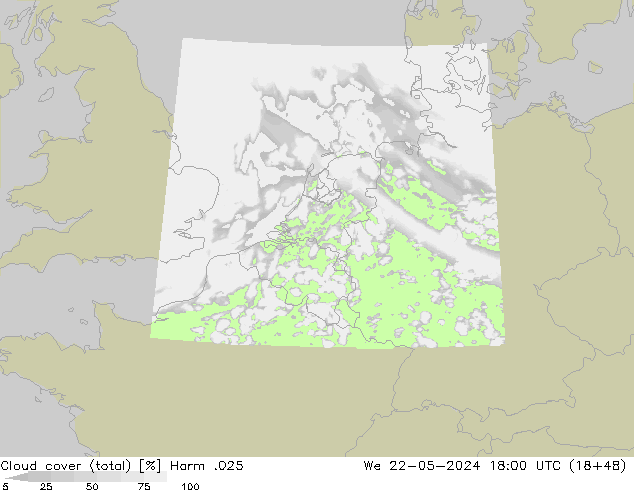 Wolken (gesamt) Harm .025 Mi 22.05.2024 18 UTC