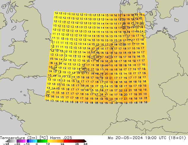 Temperature (2m) Harm .025 Mo 20.05.2024 19 UTC