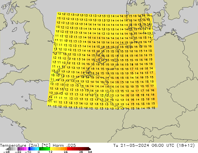 Sıcaklık Haritası (2m) Harm .025 Sa 21.05.2024 06 UTC