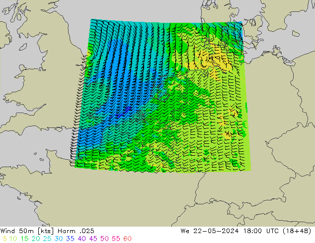 Wind 50 m Harm .025 wo 22.05.2024 18 UTC
