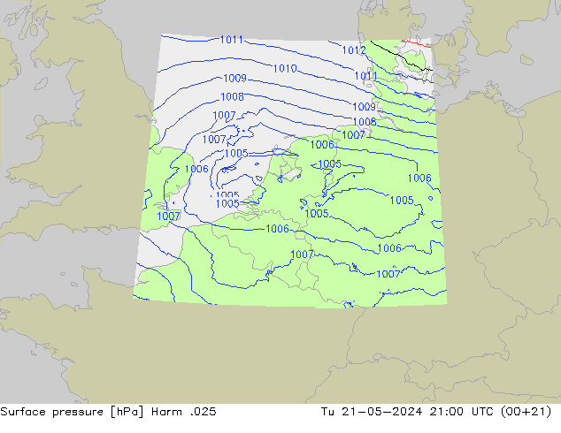Surface pressure Harm .025 Tu 21.05.2024 21 UTC