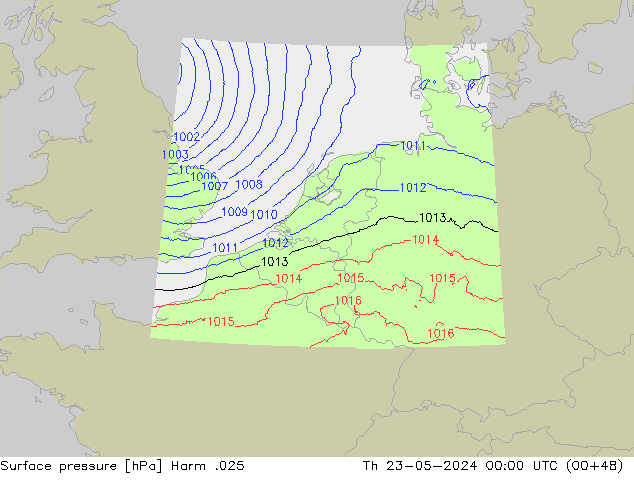 Pressione al suolo Harm .025 gio 23.05.2024 00 UTC
