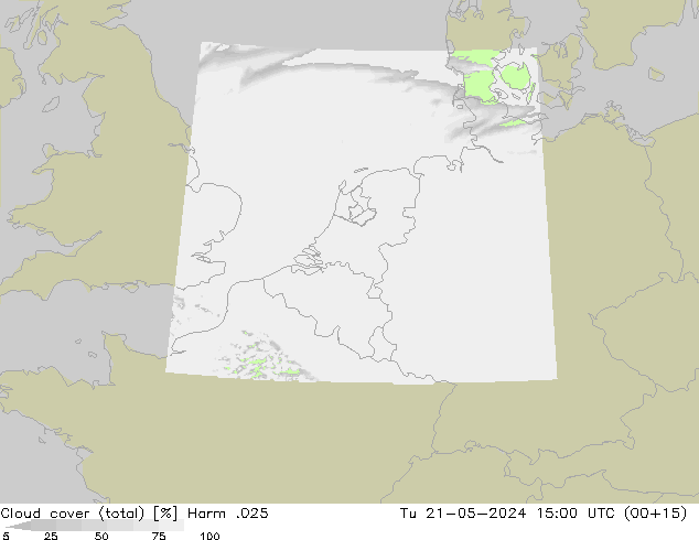 Bewolking (Totaal) Harm .025 di 21.05.2024 15 UTC