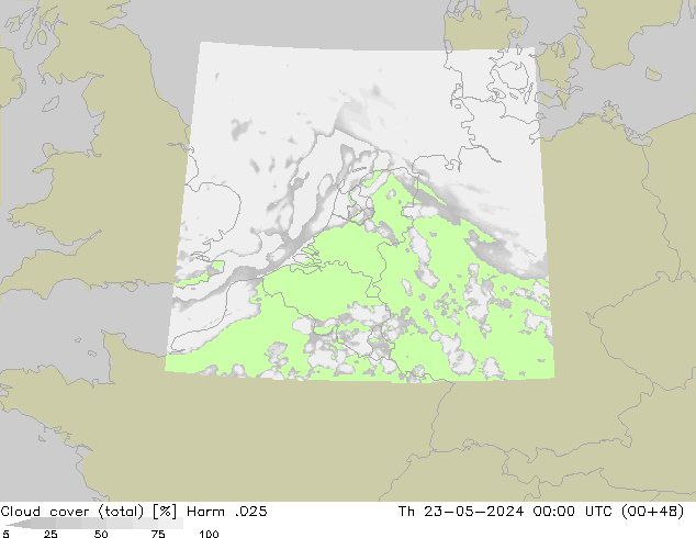 Nubi (totali) Harm .025 gio 23.05.2024 00 UTC