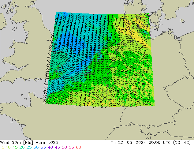 Rüzgar 50 m Harm .025 Per 23.05.2024 00 UTC