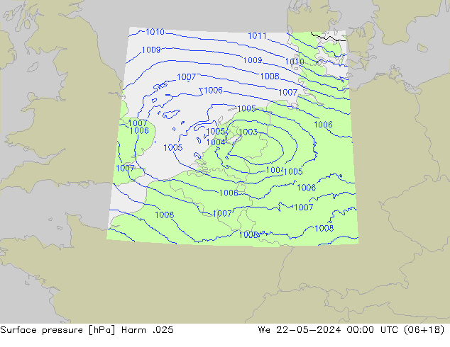 Atmosférický tlak Harm .025 St 22.05.2024 00 UTC