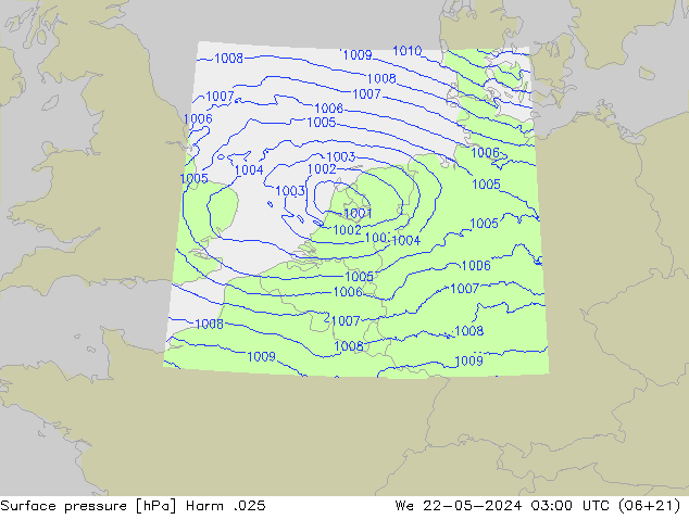 Atmosférický tlak Harm .025 St 22.05.2024 03 UTC