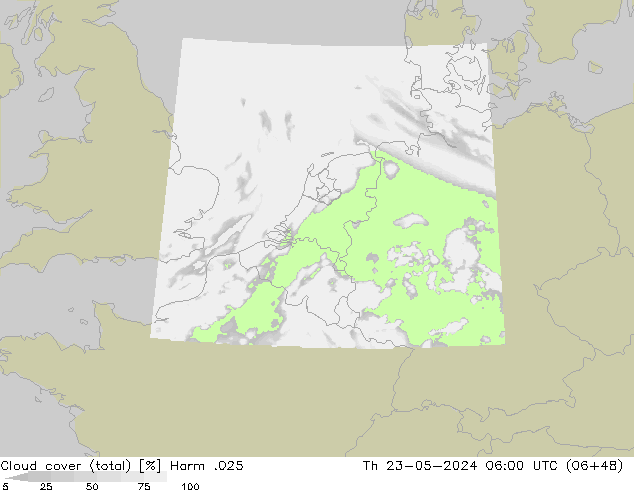 Bewolking (Totaal) Harm .025 do 23.05.2024 06 UTC