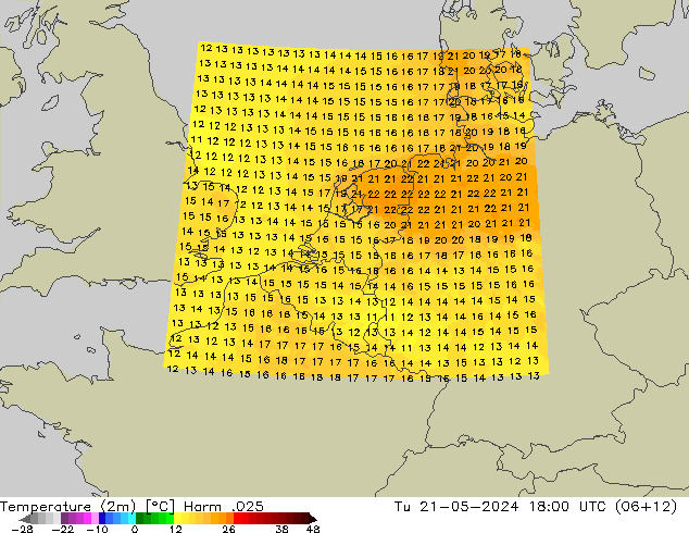 température (2m) Harm .025 mar 21.05.2024 18 UTC