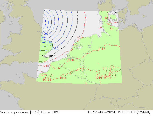 Atmosférický tlak Harm .025 Čt 23.05.2024 12 UTC