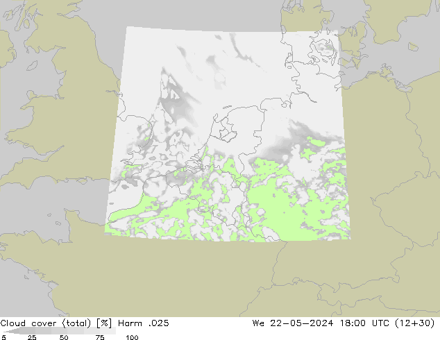 Nuages (total) Harm .025 mer 22.05.2024 18 UTC