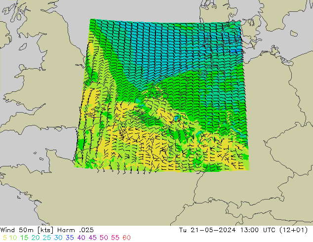 Wind 50 m Harm .025 di 21.05.2024 13 UTC